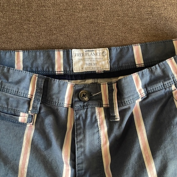 Free Planet Men's 8” Inseam Size 32 Striped Blue & Pink Shorts - Picture 2 of 5